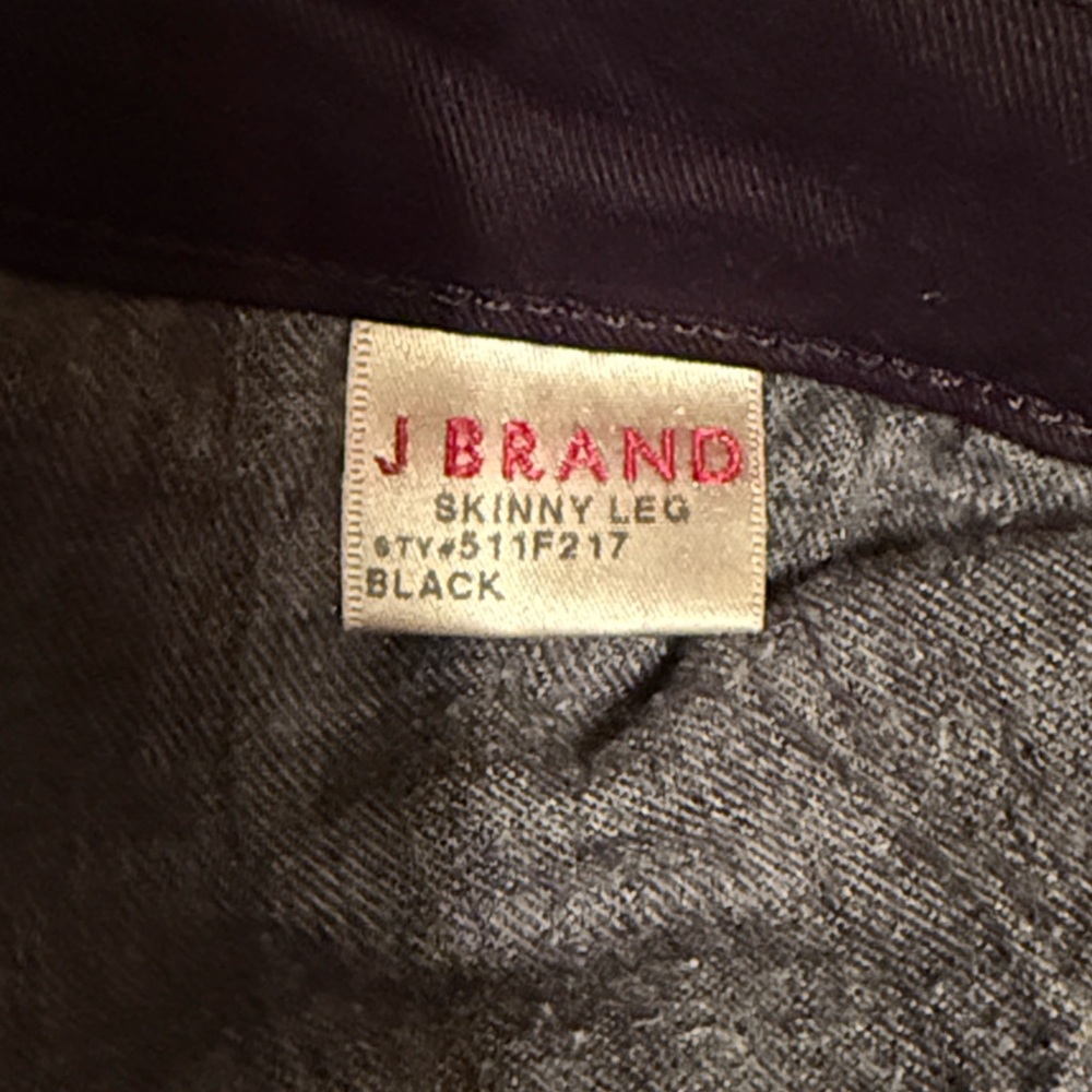 J BRAND Jeans Black Velvet Skinny Leg Mid Rise Pants Women's Waist Size 29 - Picture 5 of 7